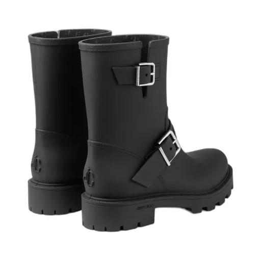 Jimmy Choo Round Toe Buckle Detail Boots