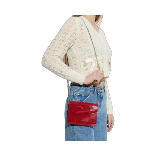 Jimmy Choo Logo Printed Chained Mini Clutch Bag