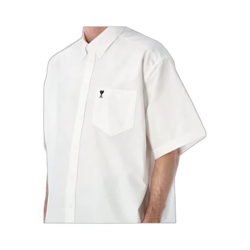 Ami Paris Short-Sleeved Curved Hem Shirt