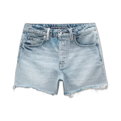 Alexander Wang Embellished Belt-Loop Denim Shorts