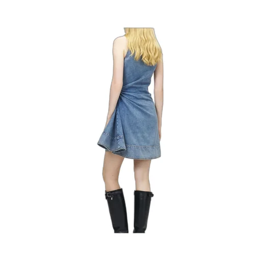 Alexander Mcqueen Denim Asymmetric Mini Dress
