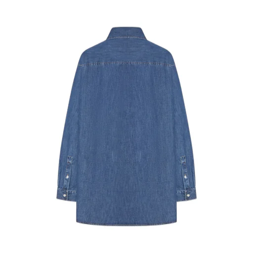 Valentino Logo Plaque Button-Up Denim Shirt