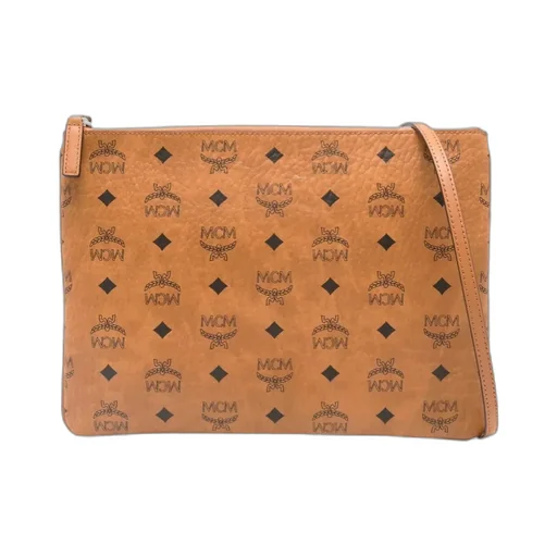 Mcm Logo Patterned Zipped Clutch Bag