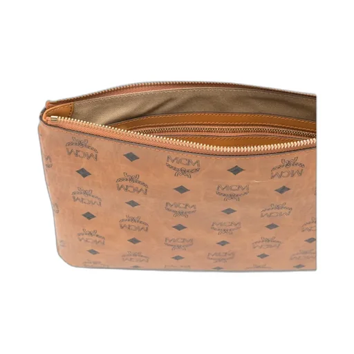 Mcm Logo Patterned Zipped Clutch Bag
