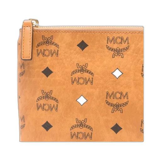 Mcm Logo Patterned Zipped Clutch Bag