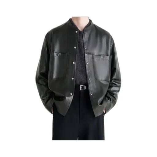 Leather Collarstand Overshir