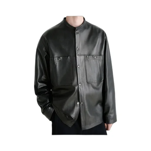 Leather Collarstand Overshir
