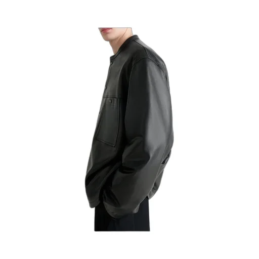 Leather Collarstand Overshir