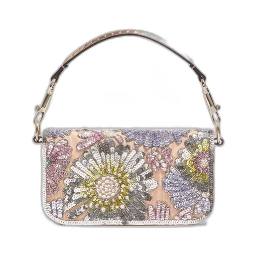 Valentino Garavani Locò Small Embroidered Shoulder Bag With Jewel Logo