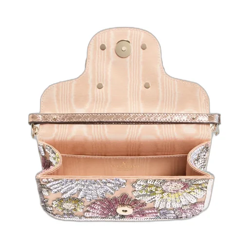 Valentino Garavani Locò Small Embroidered Shoulder Bag With Jewel Logo