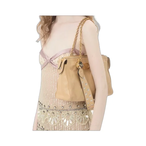 Valentino Panthea Chevron Patterned Zip-Up Shoulder Bag