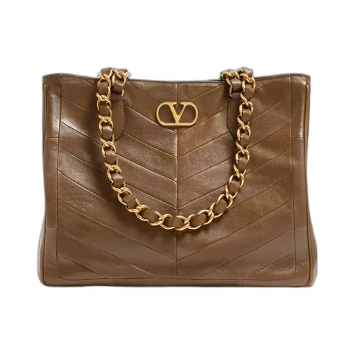 Valentino Laseine Vlogo Signature Chevron Patterned Tote Bag