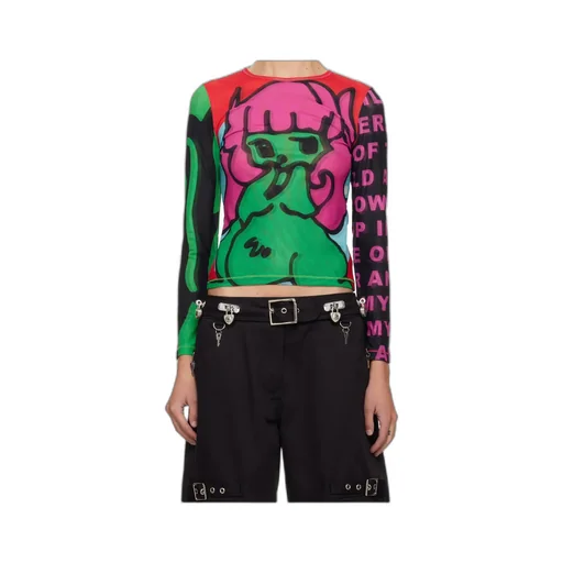 Multi-Colored Fine Mesh Long-Sleeved T-Shirt