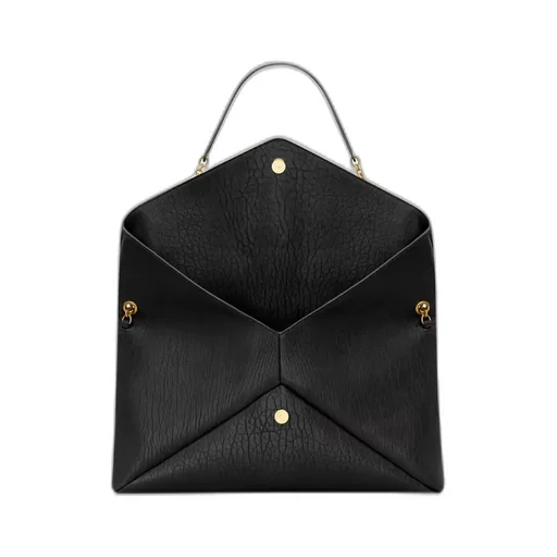 Saint Laurent Logo Plaque Foldover Top Clutch Bag