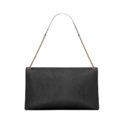 Saint Laurent Logo Plaque Foldover Top Clutch Bag
