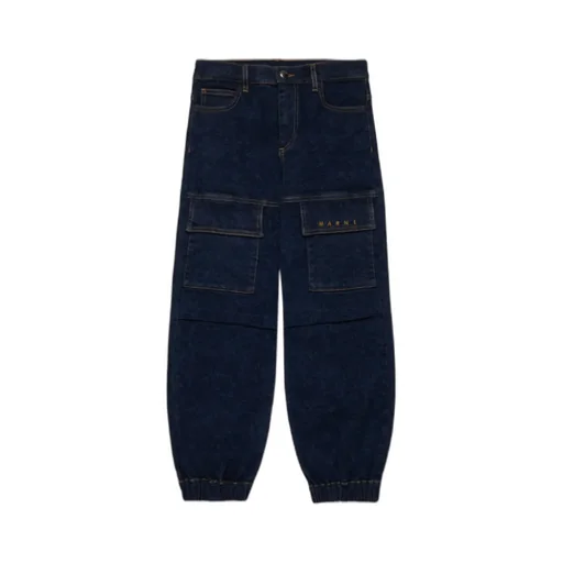 Marni Kids Logo Embroidered Cargo Jeans