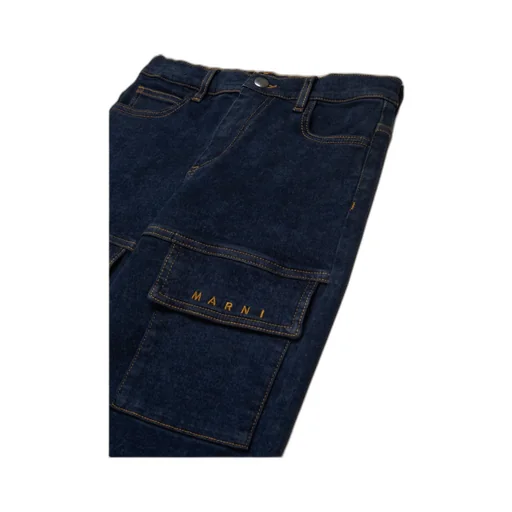 Marni Kids Logo Embroidered Cargo Jeans