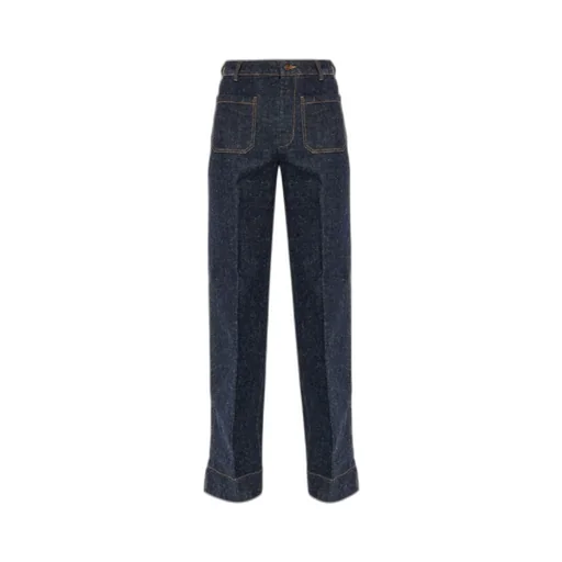 Victoria Beckham Logo Embroidered Wide-Leg Jeans