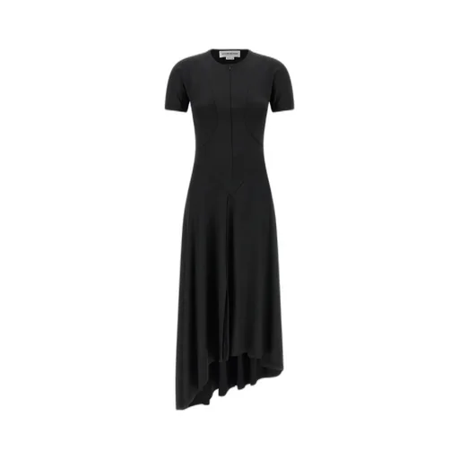 Asymmetric-Hem Midi Dress