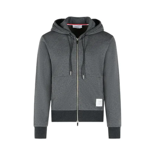 Thom Browne Logo Patch Zip-Up Hoodie
