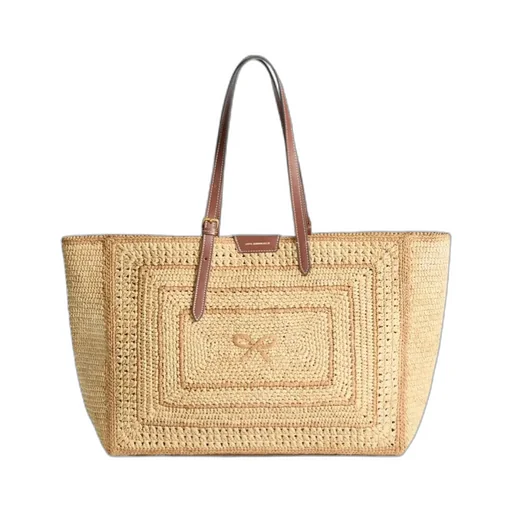 Anya Hindmarch Large Bow-Detail Raffia Tote Bag