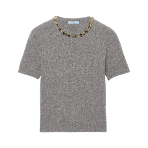 Prada Embellished Short Sleeved Jumper
