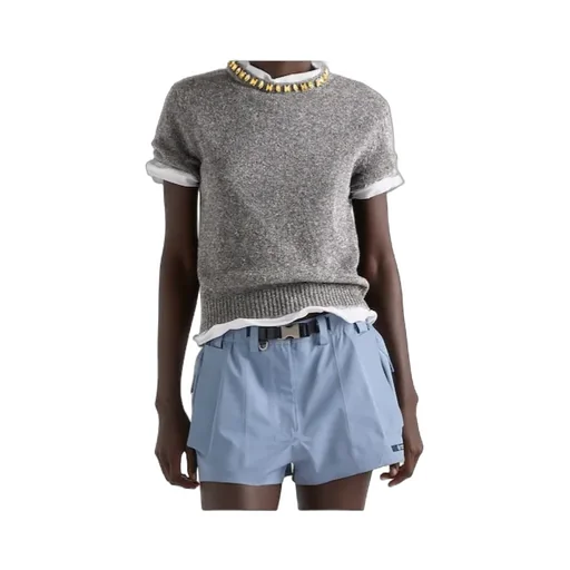 Prada Embellished Short Sleeved Jumper
