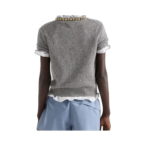 Prada Embellished Short Sleeved Jumper