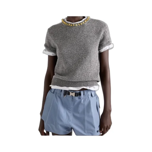 Prada Embellished Short Sleeved Jumper