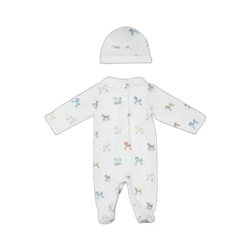 White Jersey Baby Set With Multicolored Print