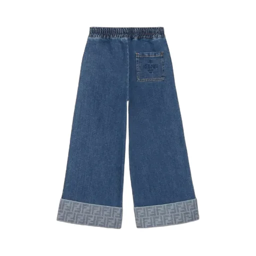 Fendi Kids Logo Cuff Wide-Leg Jeans