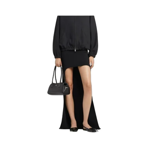Circle-Edged Knitted Asymmetric Skirt
