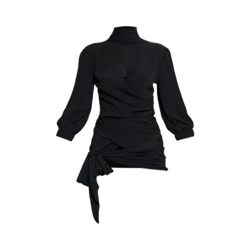 The Attico Ruched Detailed Logo Plaque Top