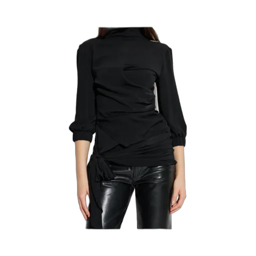 The Attico Ruched Detailed Logo Plaque Top