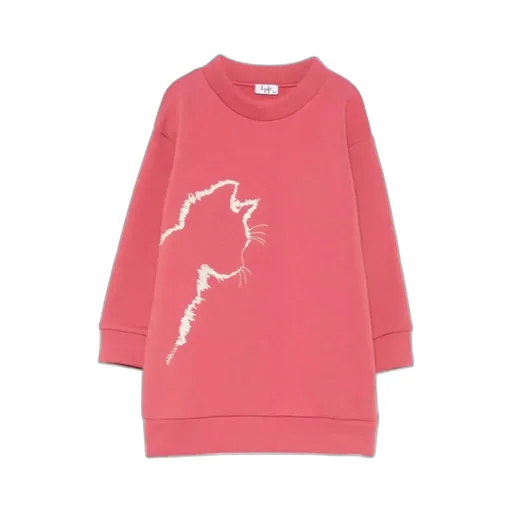 Cat-Embroidered Sweatshirt Dress