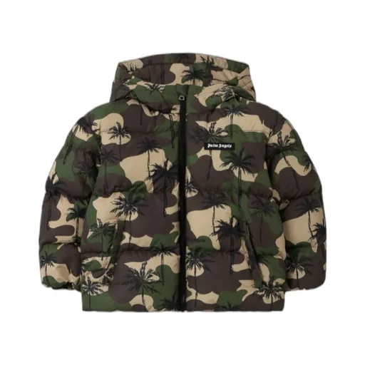 Palm Angels Kids Palm-Tree Hooded Puffer Jacket