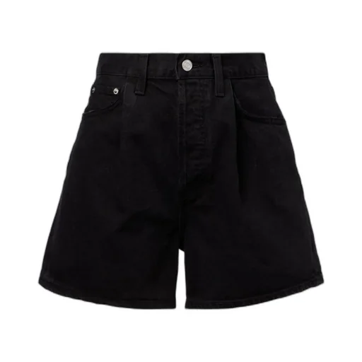 Rhoda Ruched High-Rise Denim Shorts
