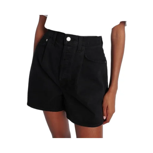 Rhoda Ruched High-Rise Denim Shorts