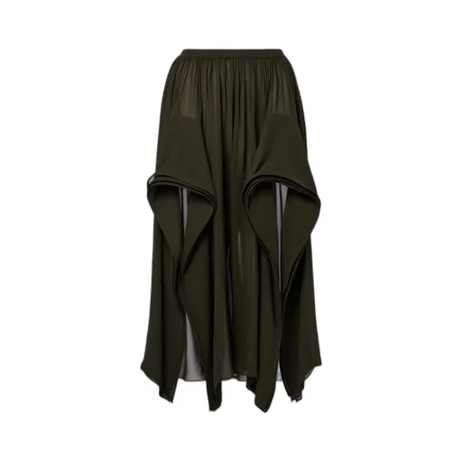 Ruffled Georgette Wide-Leg Pants