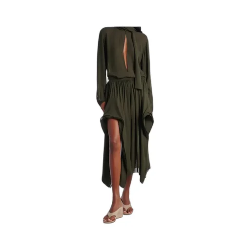 Ruffled Georgette Wide-Leg Pants