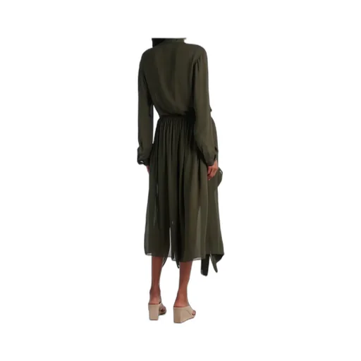 Ruffled Georgette Wide-Leg Pants