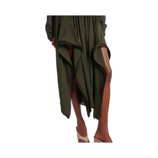 Ruffled Georgette Wide-Leg Pants