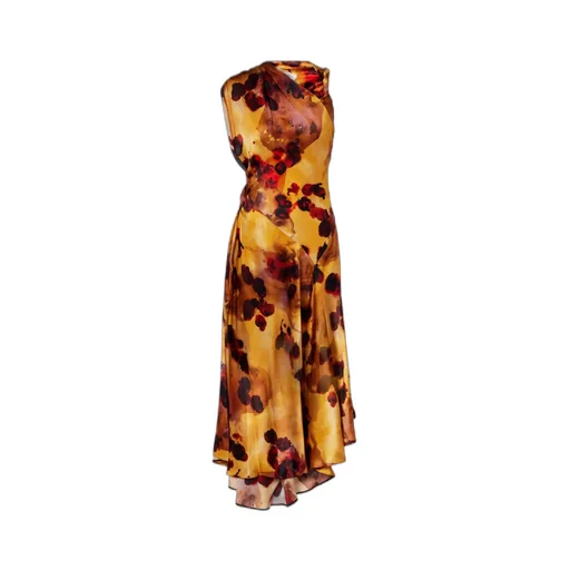 Gathered Lace-Trimmed Silk Satin Gown