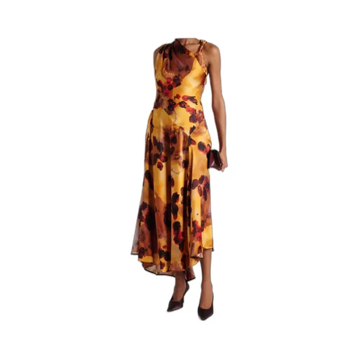 Gathered Lace-Trimmed Silk Satin Gown