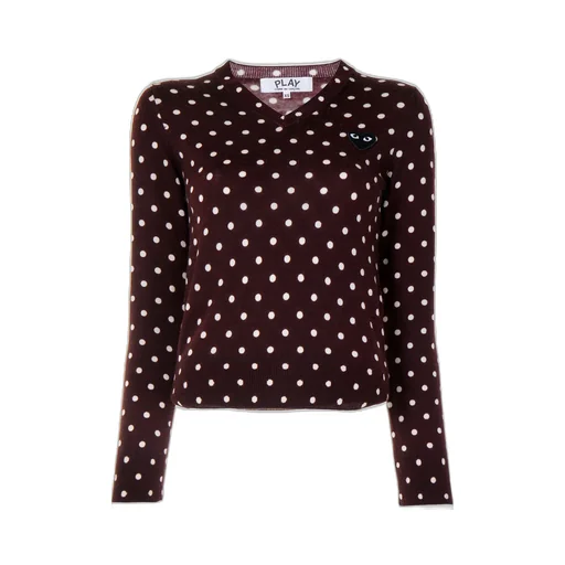 Polka Dot-Print V-Neck Jumper