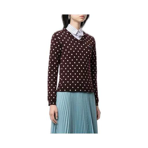 Polka Dot-Print V-Neck Jumper