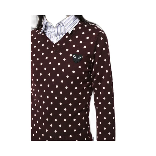 Polka Dot-Print V-Neck Jumper