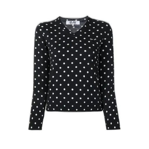 Polka Dot-Print V-Neck Jumper