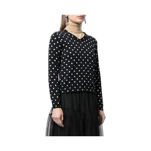 Polka Dot-Print V-Neck Jumper