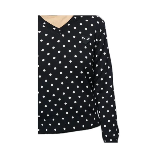 Polka Dot-Print V-Neck Jumper
